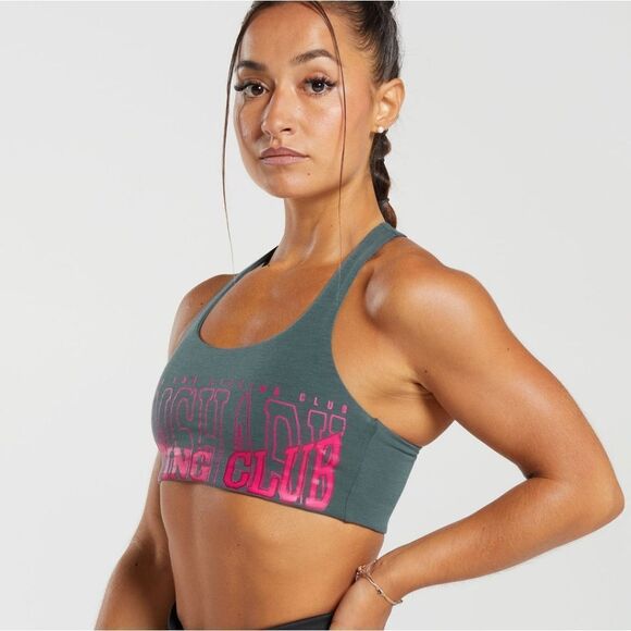 Gymshark Lifting Graphic Bralette Size XS Smokey Teal/Pink NWT in Packaging - Picture 3 of 9